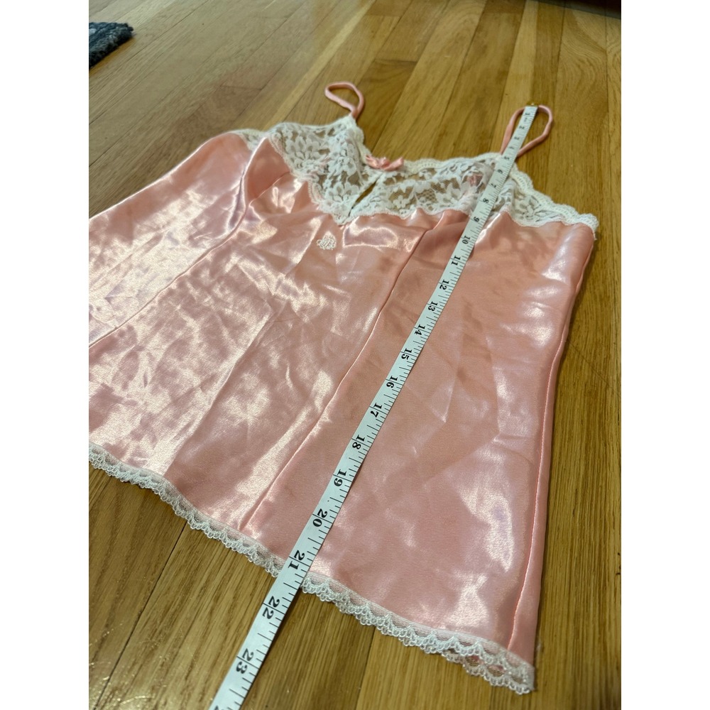 Vintage Christian Dior Pink Satin Lace Camisole Top Embroidered CD Logo Bow - Picture 13 of 13